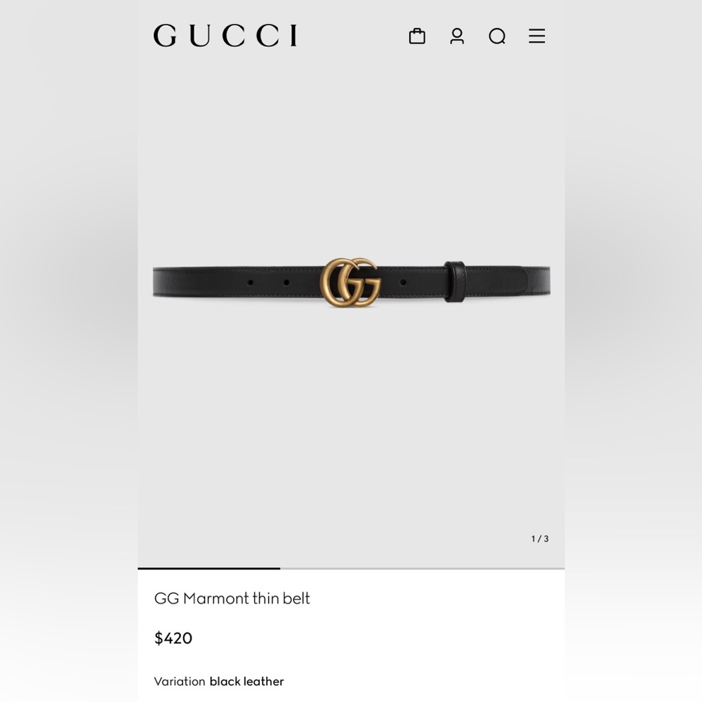 Women’s Gucci belt small buckle black leather - Picture 6 of 6